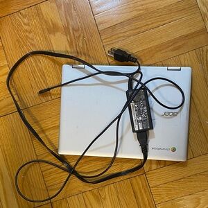 Acer Silver Chromebook with Charger and Power Cord